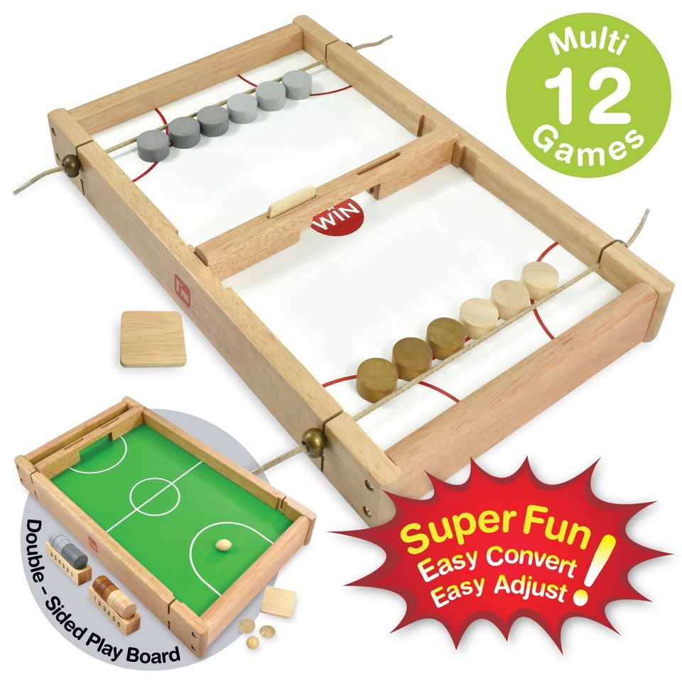 Flick n Kick Wooden Tabletop Board Games Portable Indoor Board Games Multi-Game Tabletop for Kids and Family Entertainment